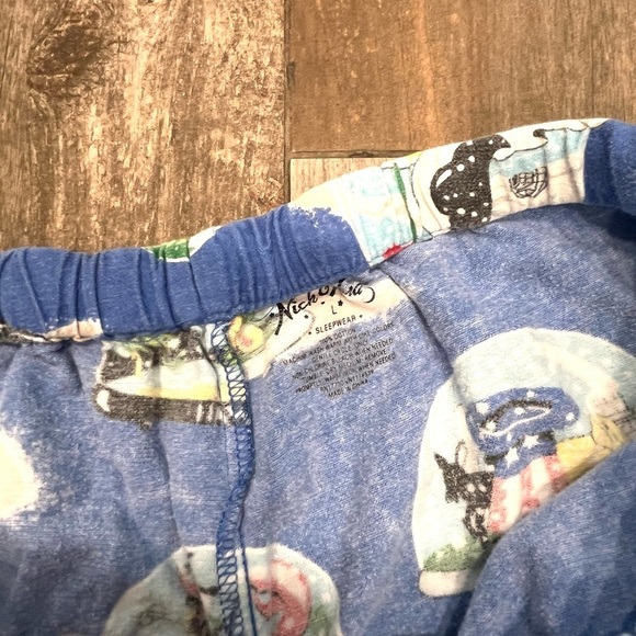 Nick & Nora Unisex Pajama Set SNOW GLOBES State Size Large Flannel Top & Bottoms - Picture 8 of 10
